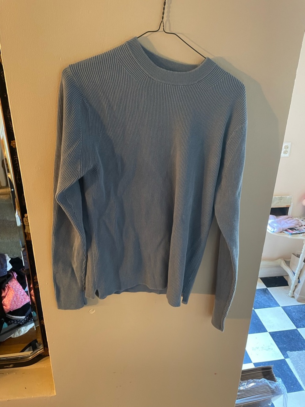 Vintage 90s GAP Crewneck Ribbed light Sweater in Dusty Blue